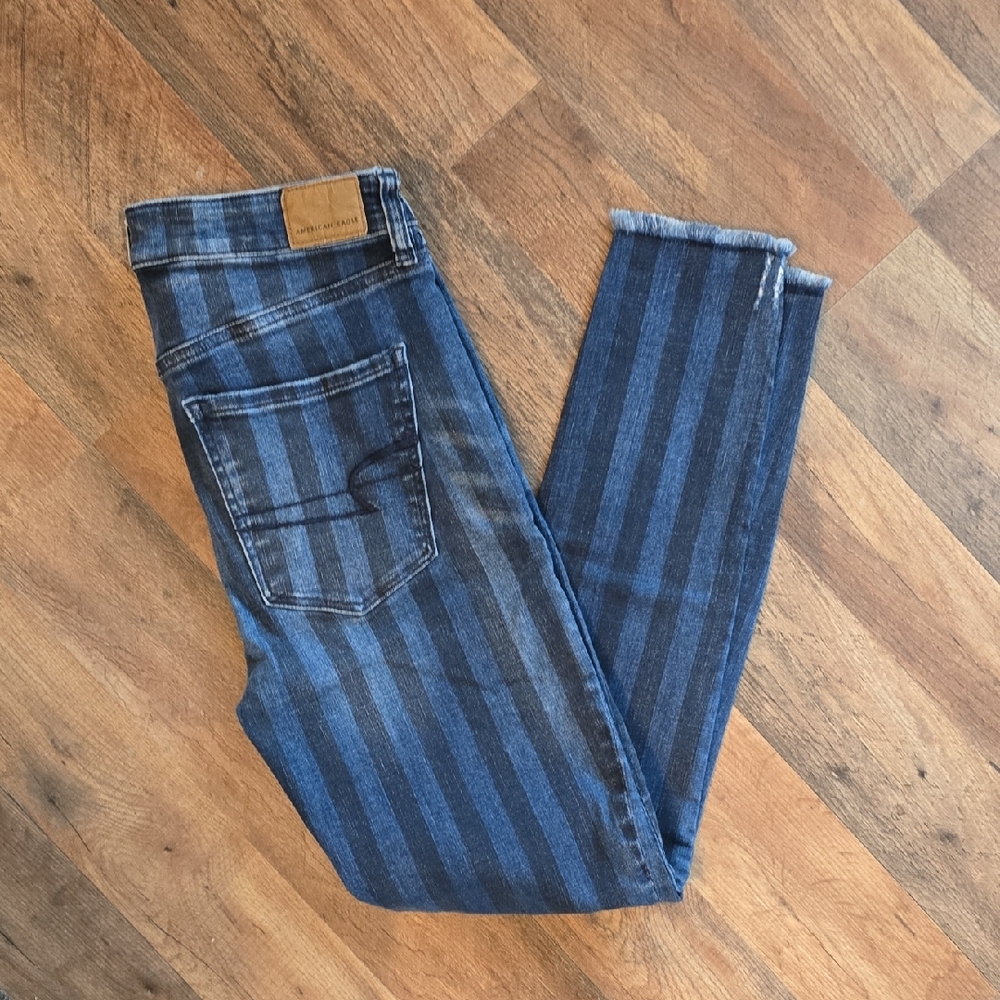 American Eagle Outfitters Blue Striped Jeans